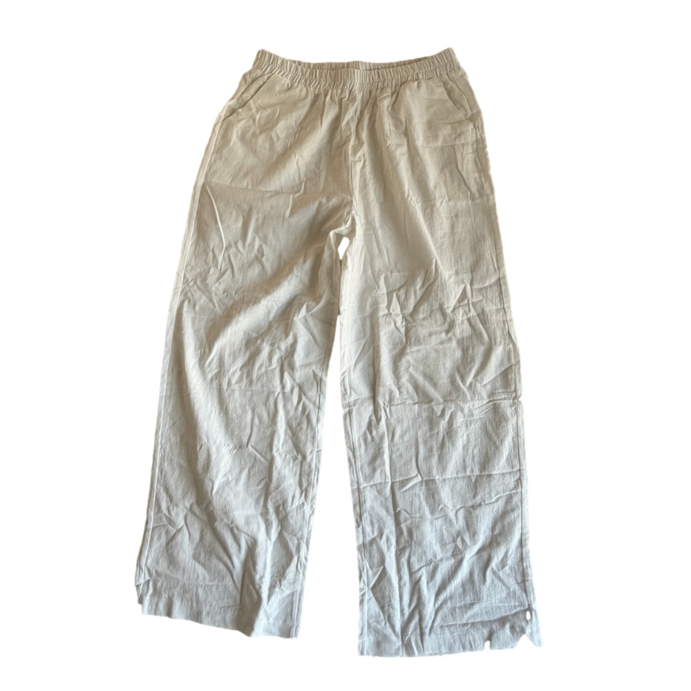 NEW Women's White Pull On Cotton Linen Blend Casual Pants Size XL #260450